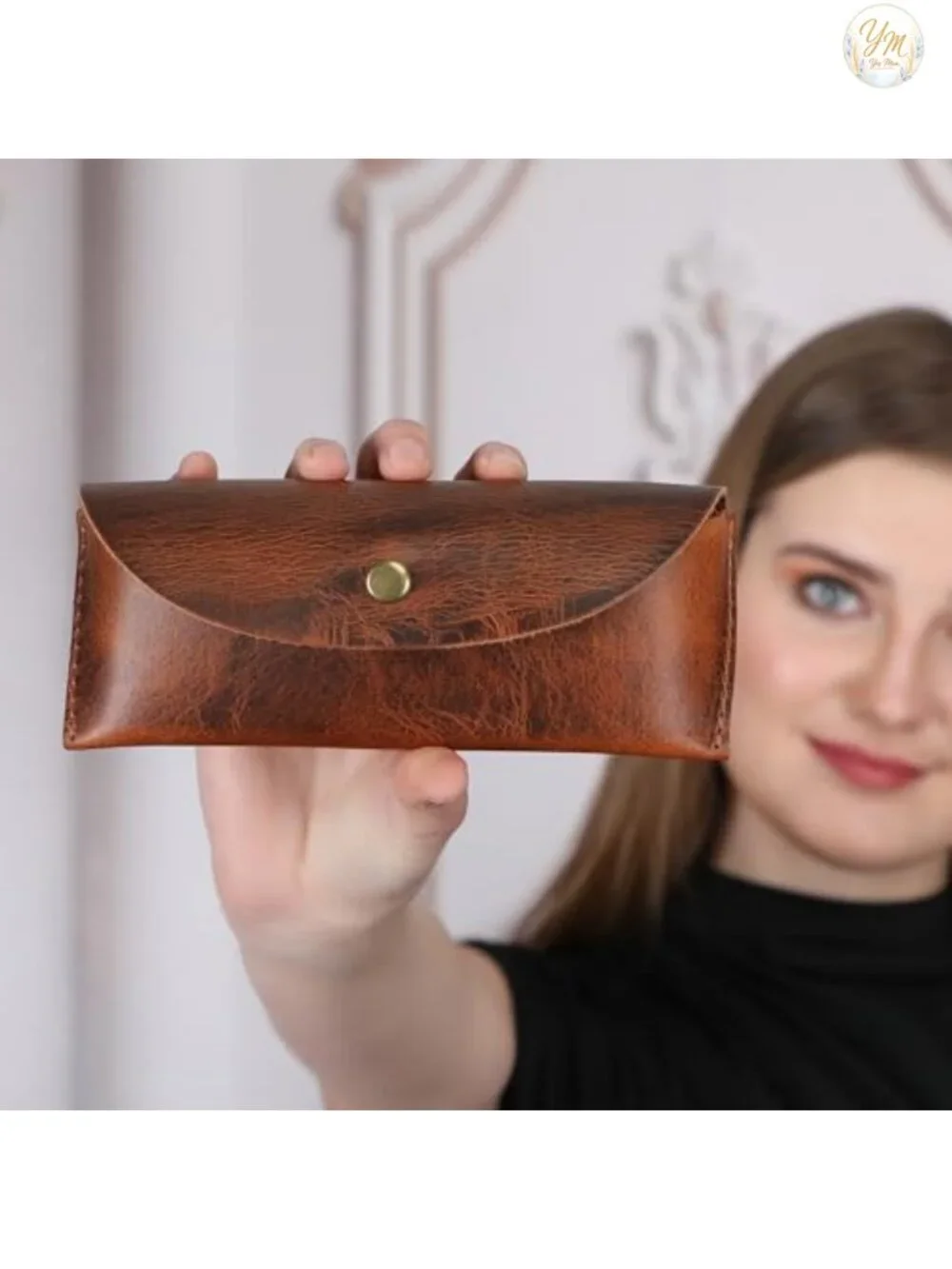 Genuine Leather Sunglasses Case Eyeglass Holder Vintage Eyewear Storage